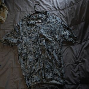 Blue Bandana Design Button Up